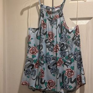 Blue floral snake top